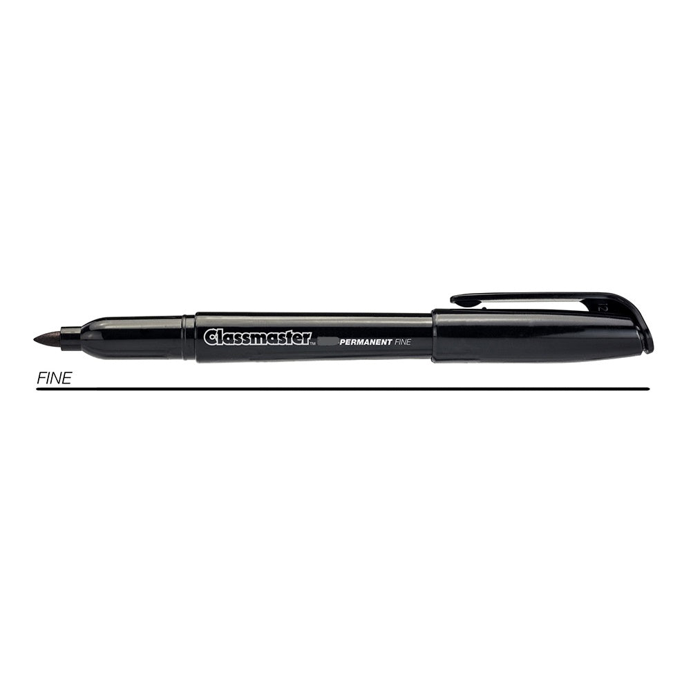 Permanent Marker Pens Slim Barrel, Fine Tip, Black - Box 10