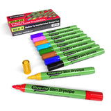 Whiteboard Drywipe Marker Medium Tip Slim Barrel, Assorted Colours - Box 10